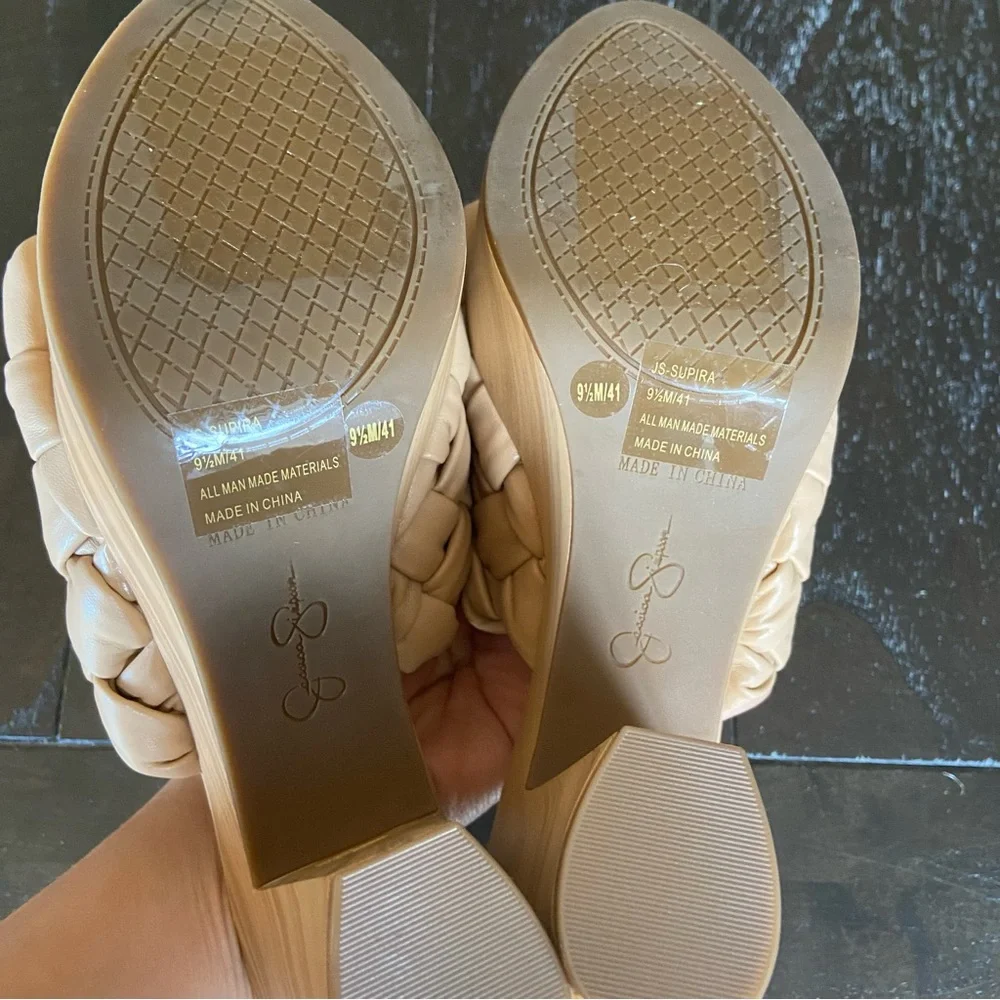 Jessica Simpson Supira Platform Sandal Braided Faux Wood Sandal‎ Mules Nude 9.5M